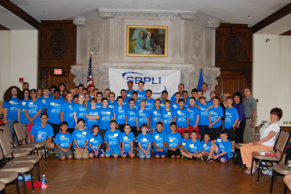Campers and staff at SBPLI’s FIRST Robotics Summer Day Camp.